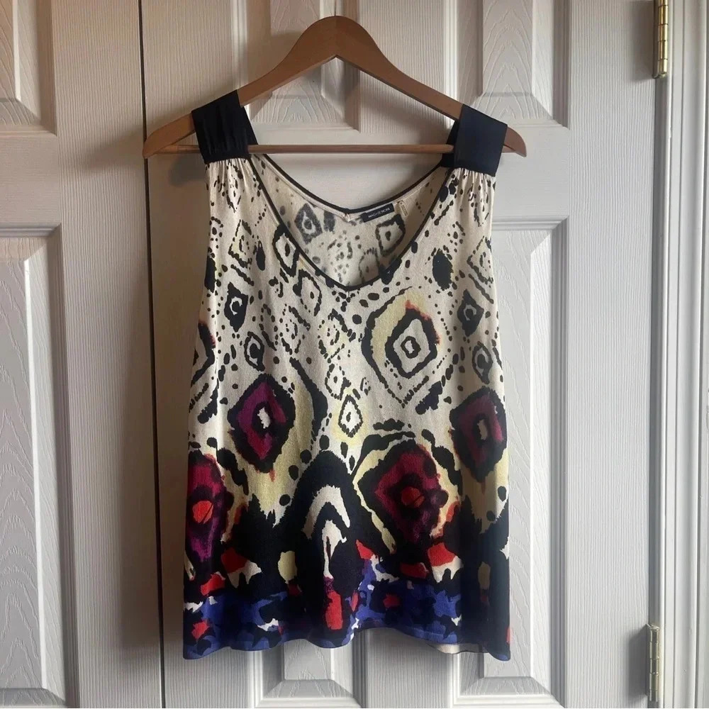 Silk + Cashmere Magaschoni Tank with bright colors and interesting pattern, sz M